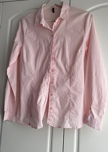 Düğmeli Pembe Kadın Gömlek