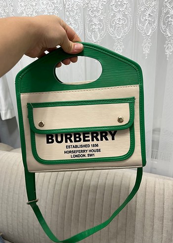 Burberry Baskılı Yeşil Deri Kadın Çanta