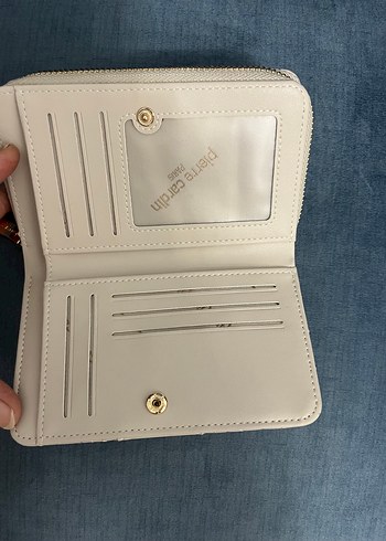 Pierre Cardin Beyaz Nakışlı Fermuarlı Deri Kadın Cüzdanı