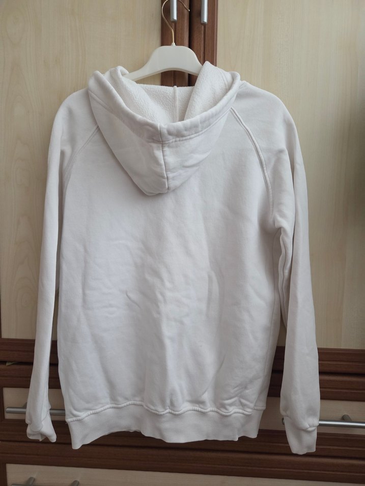 Beyaz Kapüşonlu Rahat Kesim Sweatshirt - Görsel 3