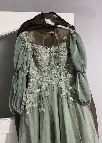 Nakışlı, Transparan, Uzun Bohem Straplez Elbise - Görsel 4