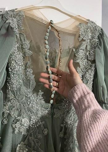 Nakışlı, Transparan, Uzun Bohem Straplez Elbise - Görsel 3