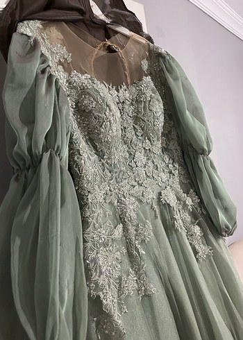 Nakışlı, Transparan, Uzun Bohem Straplez Elbise - Görsel 2