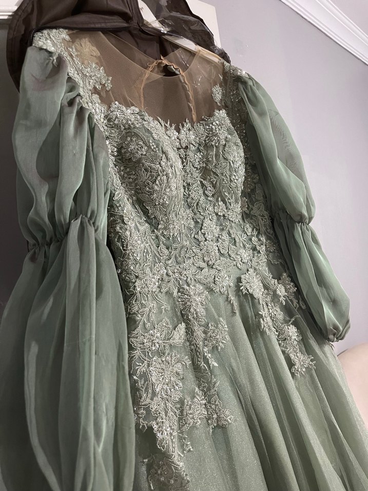 Nakışlı, Transparan, Uzun Bohem Straplez Elbise - Görsel 2