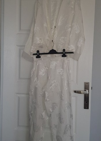 Nakışlı Beyaz Bohem gecelik takımı.. - Görsel 16