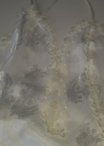 Nakışlı Beyaz Bohem gecelik takımı.. - Görsel 8