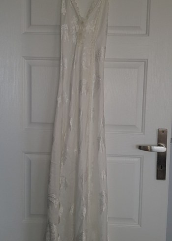 Nakışlı Beyaz Bohem gecelik takımı.. - Görsel 12