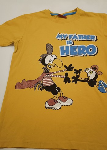 Renkli Sarı Aksiyon Figürlü tişört - Görsel 3