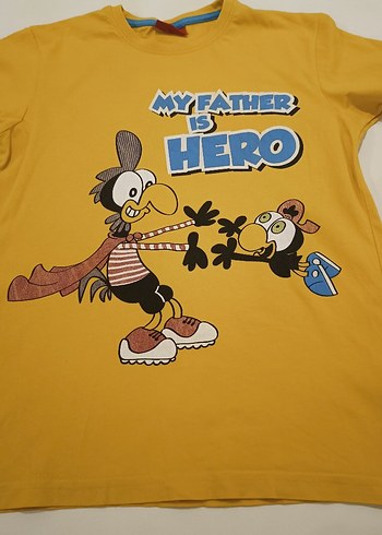 Renkli Sarı Aksiyon Figürlü tişört - Görsel 2