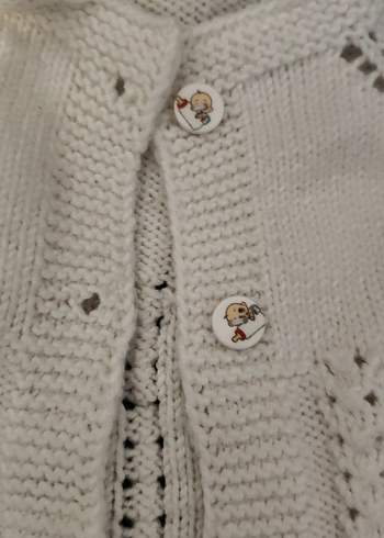 Kız Çocuk Örgü Kolsuz Beyaz Hırka - Görsel 2