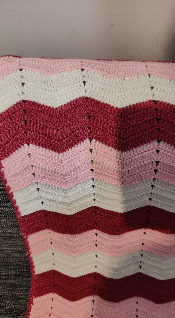 Pembe ve Gri Örgü Bebek Battaniyesi - Görsel 2