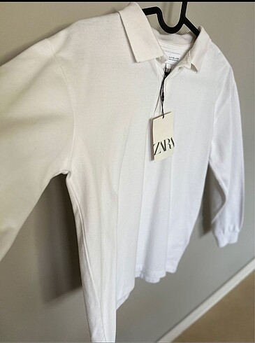 11-12 Yaş Beden ZARA POLO YAKA BEYAZ TİŞORT YENİ