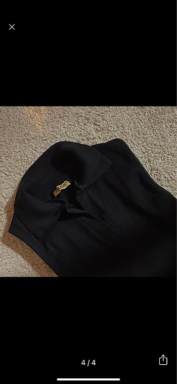 s Beden siyah Renk Polo Yaka Crop