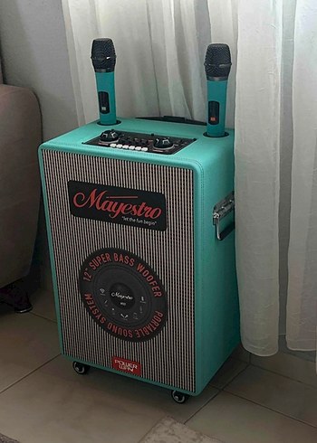 Mayestro Turkuaz Bluetooth Hoparlör ve Mikrofon Karaoke Cihazı