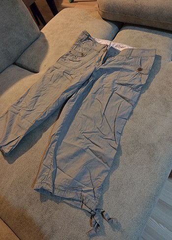 Gri yazlık kargo kapri pantolon - Görsel 2