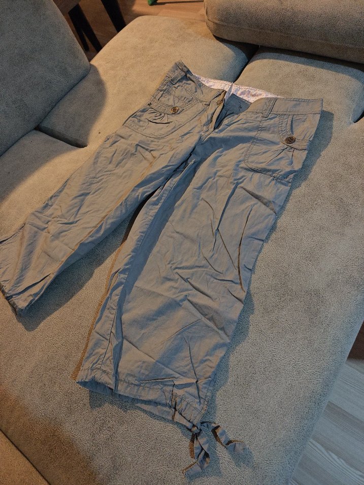 Gri yazlık kargo kapri pantolon - Görsel 2