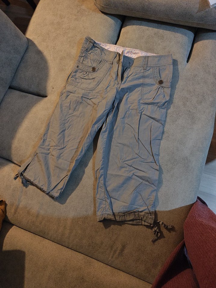 Gri yazlık kargo kapri pantolon - Görsel 3