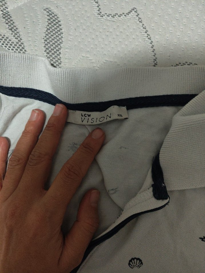 Düğmeli Beyaz Erkek Polo Tişört - Görsel 2