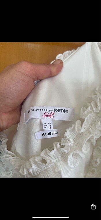 40 Beden beyaz Renk Koton Zeynep Tosun Bridal Elbise