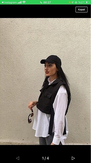 Zara model crop yelek
