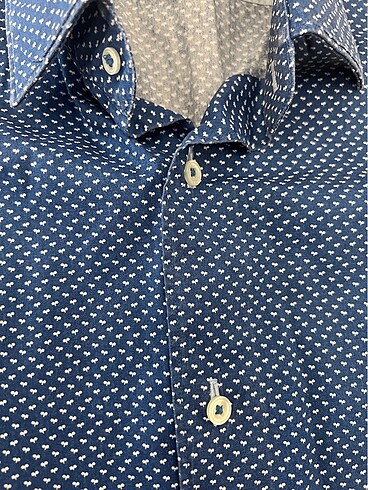 s Beden Massimo Dutti Lacivert Desenli Gömlek