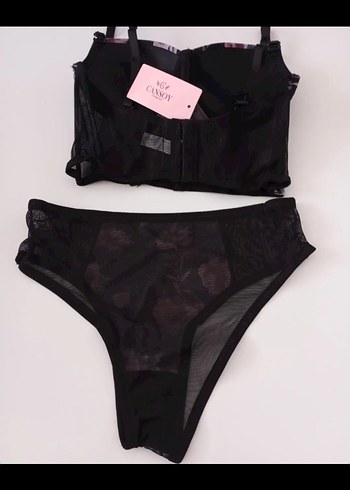 Çiçek Desenli Kısa Goth Büstiyer takım iç giyim - Görsel 2