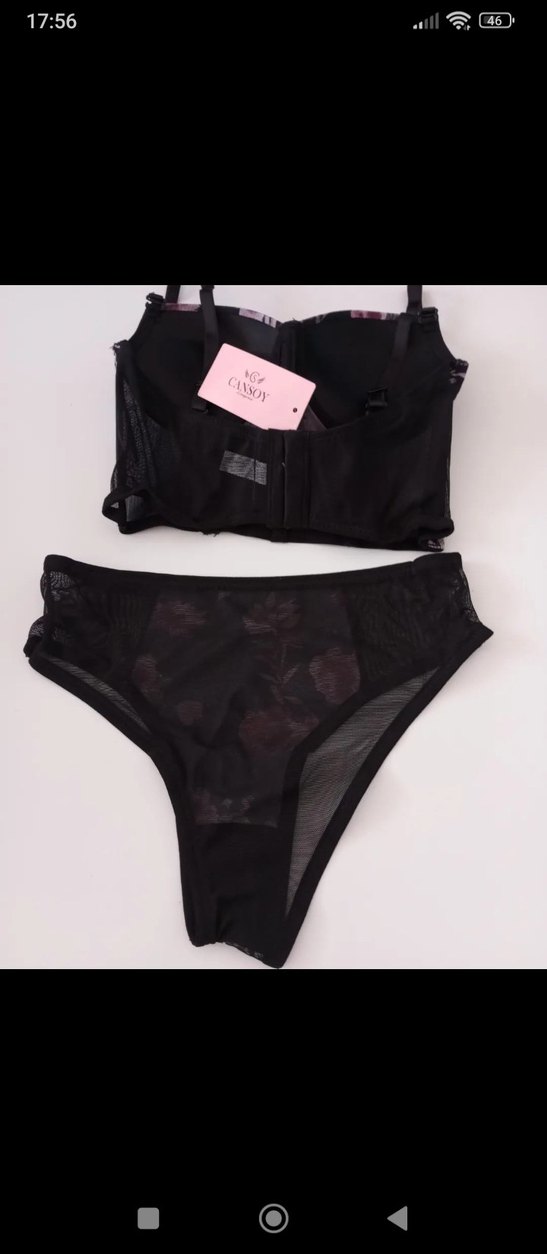 Çiçek Desenli Kısa Goth Büstiyer takım iç giyim - Görsel 2