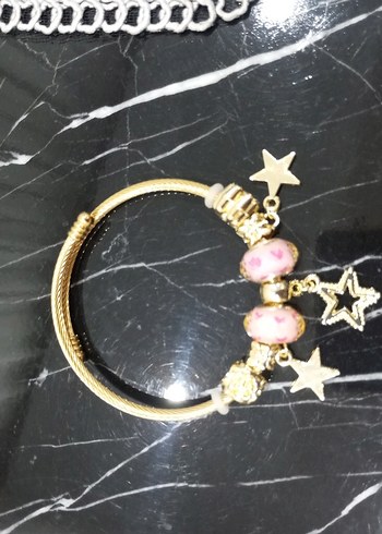 Altın Renkli Boncuklu Pandora çelik Bileklik - Görsel 2