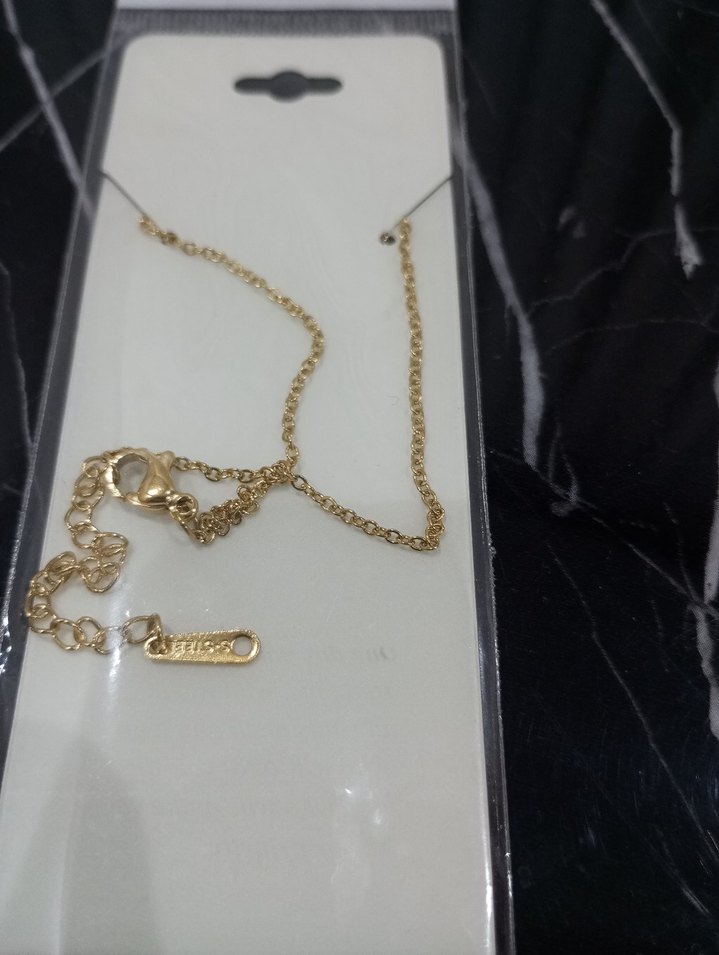 Pembe Taşlı Zincir Detaylı Kadın çelik Kolye - Görsel 3