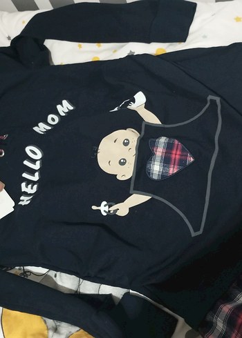 Düğmeli Siyah Hamile Sweatshirt
