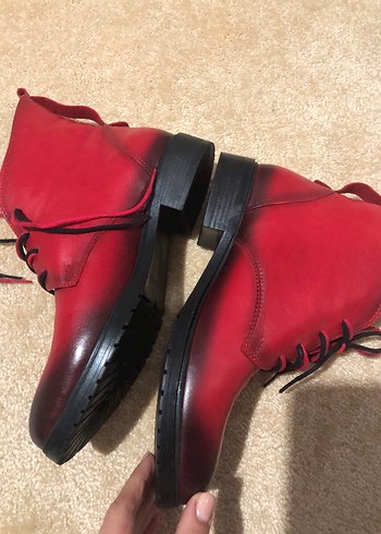 Kırmızı hakiki deri bot - Görsel 3