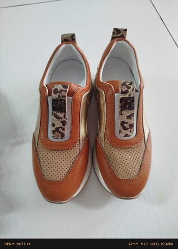 orjinal deri Givenchy Leopar Desenli Kahverengi Kadın Sneaker