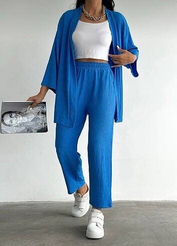 İkili kimono pantolon Bürümcük takım 