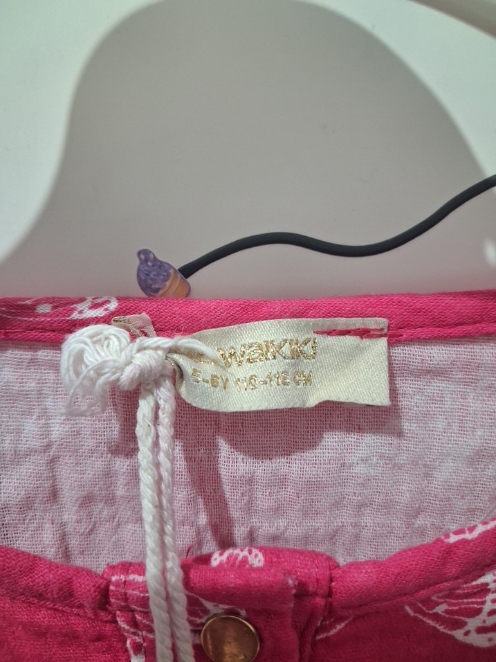 Pembe Kelebek Desenli Kız Elbisesi kız çocuk elbise - Görsel 3