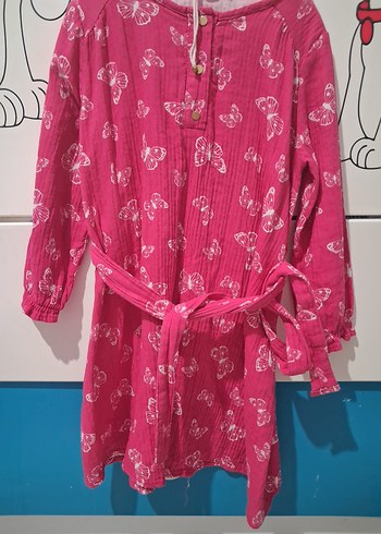 Kız Çocuk Pembe Desenli Bohem Elbise Kız çocuk  elbise - Görsel 2