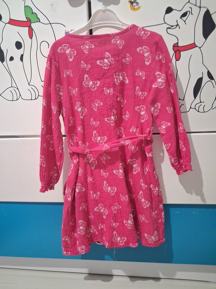 Kız Çocuk Pembe Desenli Bohem Elbise Kız çocuk  elbise - Görsel 4