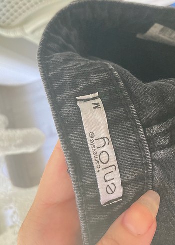 s Beden gri Renk Midi Denim Etek Yan Yırtmaçlı