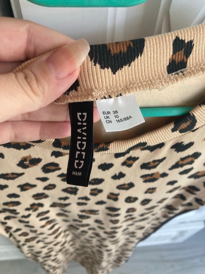 Kahverengi Leopar Desenli Kadın Triko Elbise - Görsel 2