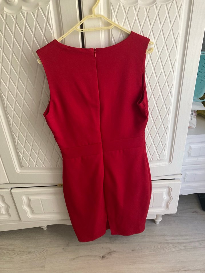 Kırmızı Midi Kalem Elbise - Görsel 3