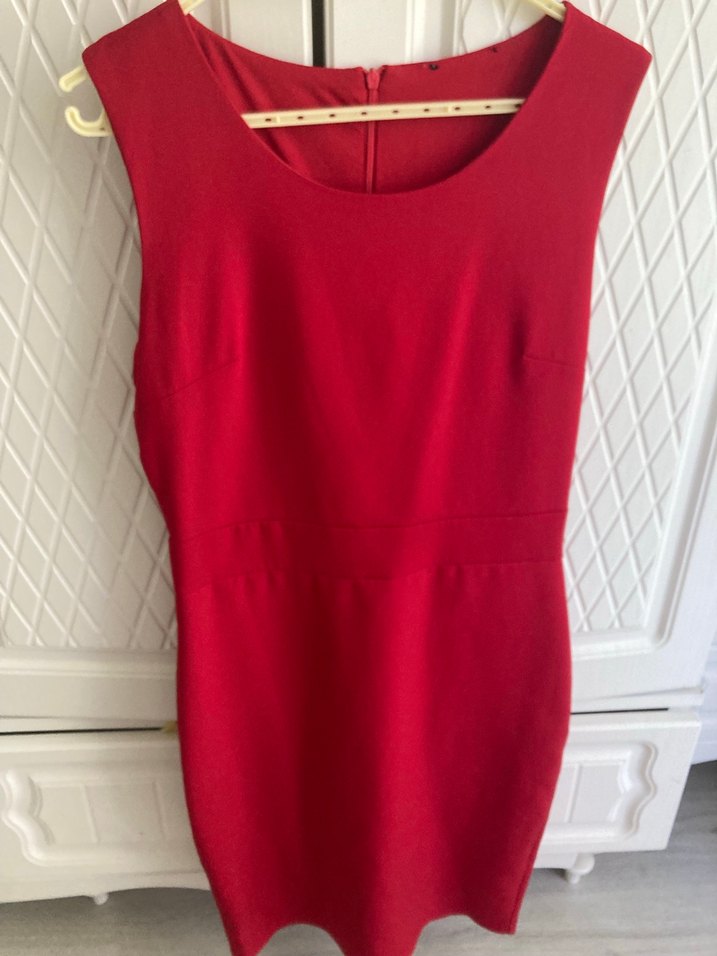 Kırmızı Midi Kalem Elbise - Görsel 2