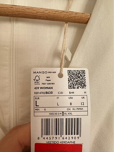 l Beden beyaz Renk MANGO ELBİSE