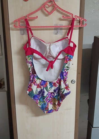 Renkli Desenli, Düğmeli, İnce Askılı Mayo - Görsel 5