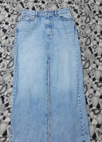 36 Beden Pastel Mavi Batik Desenli Kadın Midi Kot Pantolon