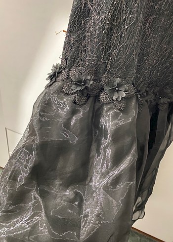 Uzun Kollu Siyah Gotik Uzun Abiye Elbise - Görsel 4