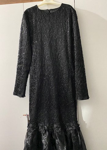 Uzun Kollu Siyah Gotik Uzun Abiye Elbise - Görsel 5