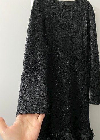 Uzun Kollu Siyah Gotik Uzun Abiye Elbise - Görsel 3