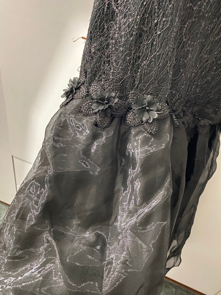 Uzun Kollu Siyah Gotik Uzun Abiye Elbise - Görsel 4