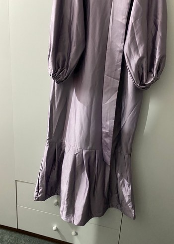Mor Uzun, Salaş, Drapeli Kadın Elbise - Görsel 3