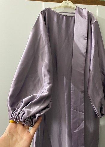 Mor Uzun, Salaş, Drapeli Kadın Elbise - Görsel 2