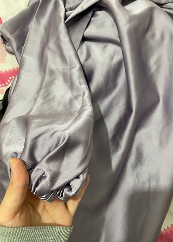 Mor Uzun, Salaş, Drapeli Kadın Elbise - Görsel 5